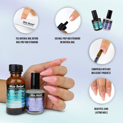 Mia Secret Professional Nail Prep pH Balance Dehydrator & XtraBond Acid-Free Primer 0.25 oz (Pack of 2) Avelisse