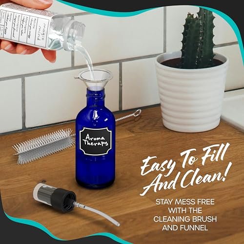 Nevlers Blue Glass Spray Bottles 4 Oz (24 Pack) - Mini Spray Bottle Set with Labels, Marker, Funnel, Brush & Wrap Avelisse