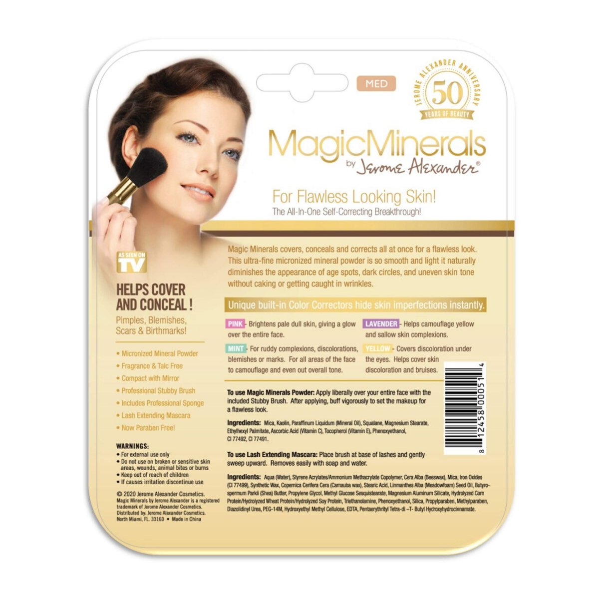 Jerome Alexander MagicMinerals Pressed Mineral Powder Set - Medium - Includes Mirror Compact, Mascara, Brush & Sponge Avelisse