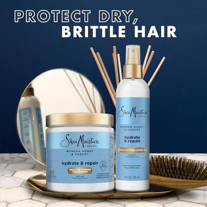 SheaMoisture Manuka Honey & Yogurt Multi-Action Leave-in Conditioner + Protein Power Treatment for Hair Repair, Frizz Control, 8 oz Each, for Curly, Damaged Hair Avelisse