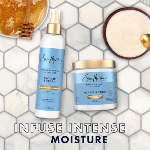 SheaMoisture Manuka Honey & Yogurt Multi-Action Leave-in Conditioner + Protein Power Treatment for Hair Repair, Frizz Control, 8 oz Each, for Curly, Damaged Hair Avelisse