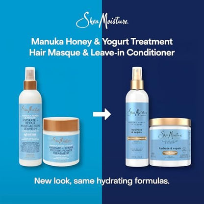 SheaMoisture Manuka Honey & Yogurt Multi-Action Leave-in Conditioner + Protein Power Treatment for Hair Repair, Frizz Control, 8 oz Each, for Curly, Damaged Hair Avelisse