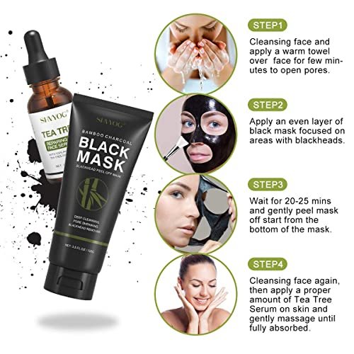 SHVYOG Blackhead Peel Off Face Mask with Brush & Tea Tree Oil Serum – 3-in-1 Charcoal Mask for Deep Cleansing, Pores & Oil Control (100g+30ml) - görsel 11