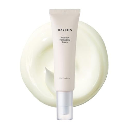 HAYEJIN RiceFila Moisturizing Cream - 50HR Hydrating Day and Night Face Moisturizer with Niacinamide, 8 Hyaluronic Acids & 6 Peptides - Lightweight Vegan Korean Skincare 1.69 fl oz Avelisse