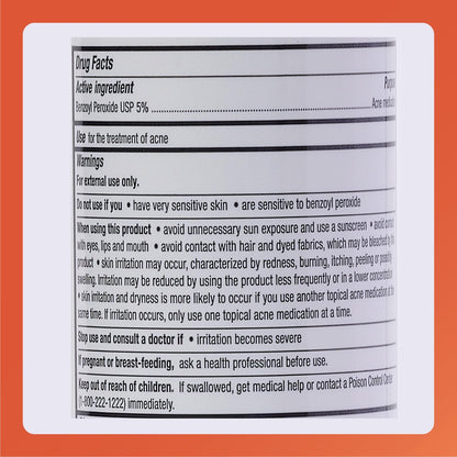 Rugby Benzoyl Peroxide Wash USP 5% - Acne Treatment for Oily Skin, 8 Fl. Oz.