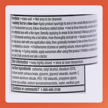 Rugby Benzoyl Peroxide Wash USP 5% - Acne Treatment for Oily Skin, 8 Fl. Oz.
