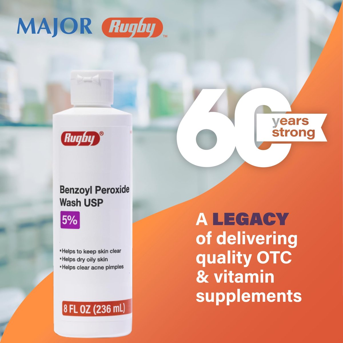 Rugby Benzoyl Peroxide Wash USP 5% - Acne Treatment for Oily Skin, 8 Fl. Oz. - görsel 11