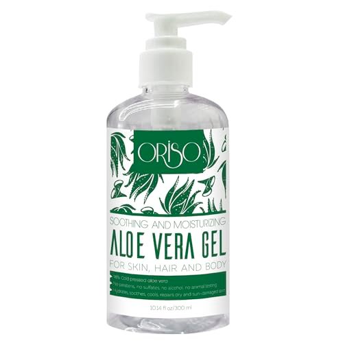 ORISO Aloe Vera Gel - Cold Pressed Pure Aloe for Sunburn Relief, Bug Bites, Small Cuts - Soothing Moisturizer for Face, Hair & Body - 10 Fl Oz - görsel 2