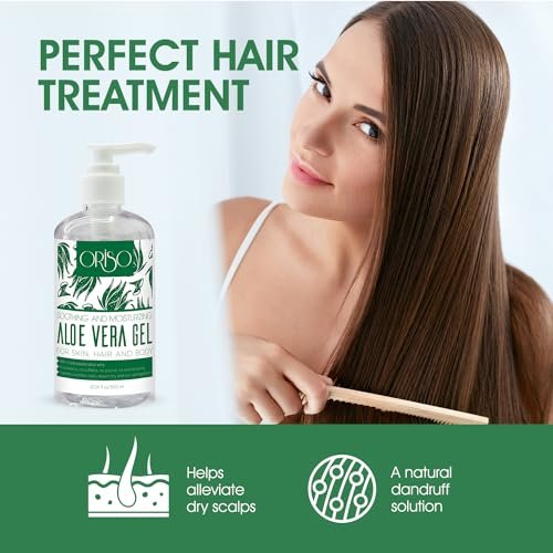 ORISO Aloe Vera Gel - Cold Pressed Pure Aloe for Sunburn Relief, Bug Bites, Small Cuts - Soothing Moisturizer for Face, Hair & Body - 10 Fl Oz - görsel 6