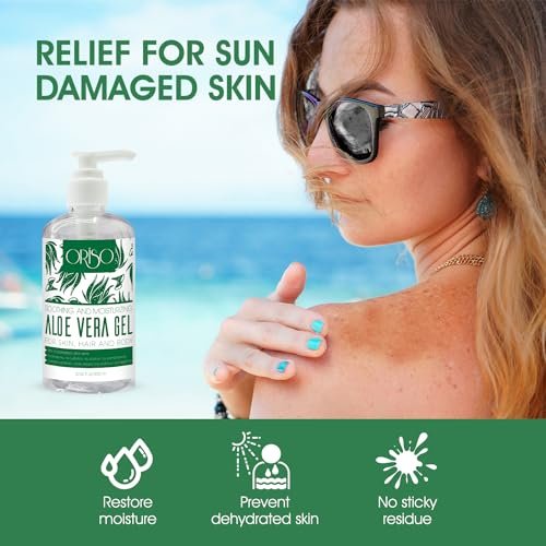 ORISO Aloe Vera Gel - Cold Pressed Pure Aloe for Sunburn Relief, Bug Bites, Small Cuts - Soothing Moisturizer for Face, Hair & Body - 10 Fl Oz - görsel 8