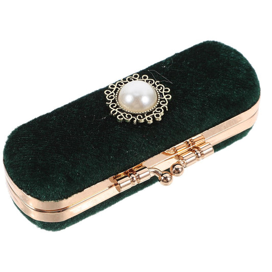 Cabilock Vintage Green Velvet Lipstick Case with Mirror – Compact Cosmetic Organizer for Travel & Daily Use (Fits One Lipstick)