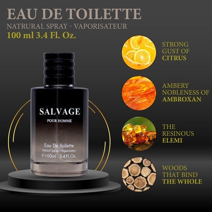 Salvage for Men 3.4 oz Eau De Toilette Spray - Refreshing & Warm Masculine Scent for Daily Use