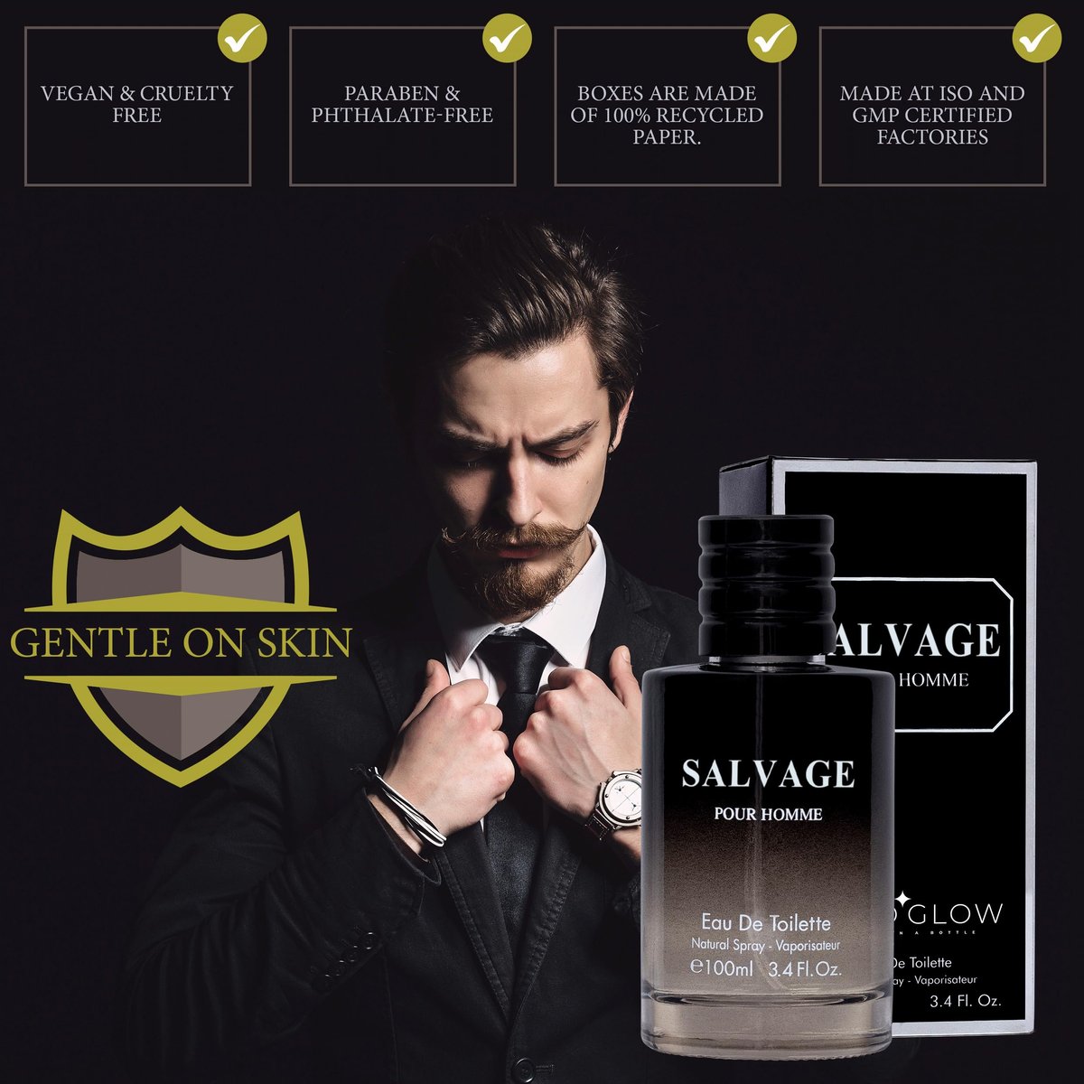 Salvage for Men 3.4 oz Eau De Toilette Spray - Refreshing & Warm Masculine Scent for Daily Use - görsel 7