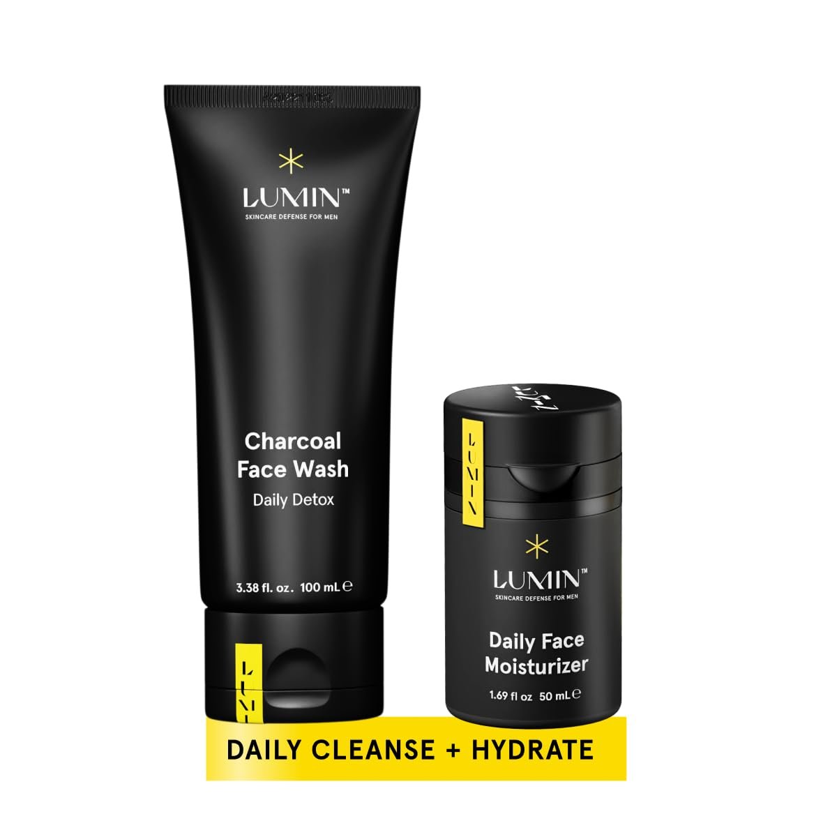 Lumin Dynamic Duo Skincare Set for Men – – Charcoal Face Wash: Formulated with activated charcoal to draw out – Image 1