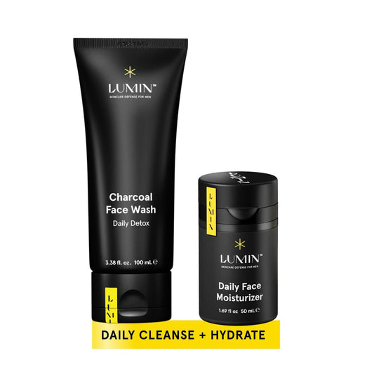 Lumin Dynamic Duo Skincare Set for Men – Charcoal Face Wash & Daily Moisturizer Kit Avelisse