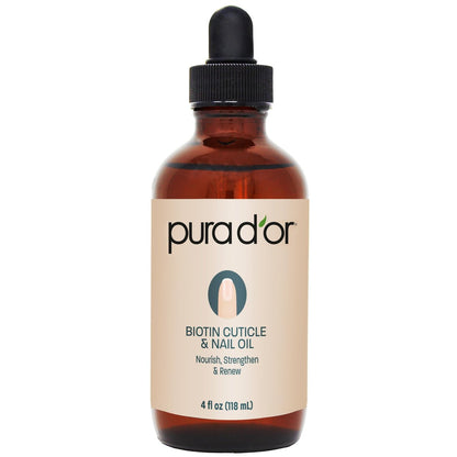 PURA D'OR Nail and Cuticle Oil 4 oz - Nourishing Treatment with Biotin, Vitamin E & Milk for Nail Growth and Healthy Nail Beds Avelisse