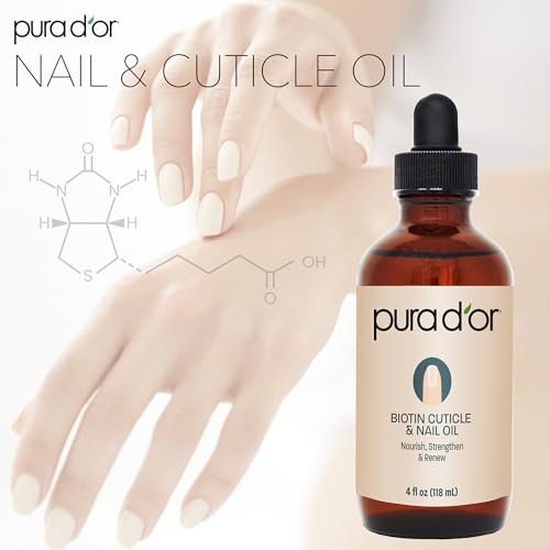 PURA D'OR Nail and Cuticle Oil 4 oz - Nourishing Treatment with Biotin, Vitamin E & Milk for Nail Growth and Healthy Nail Beds Avelisse