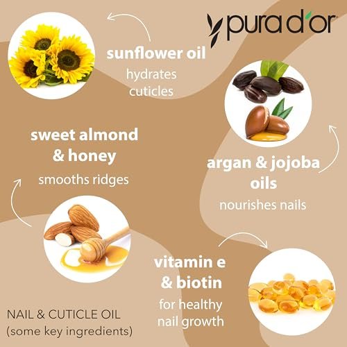 PURA D'OR Nail and Cuticle Oil 4 oz - Nourishing Treatment with Biotin, Vitamin E & Milk for Nail Growth and Healthy Nail Beds Avelisse