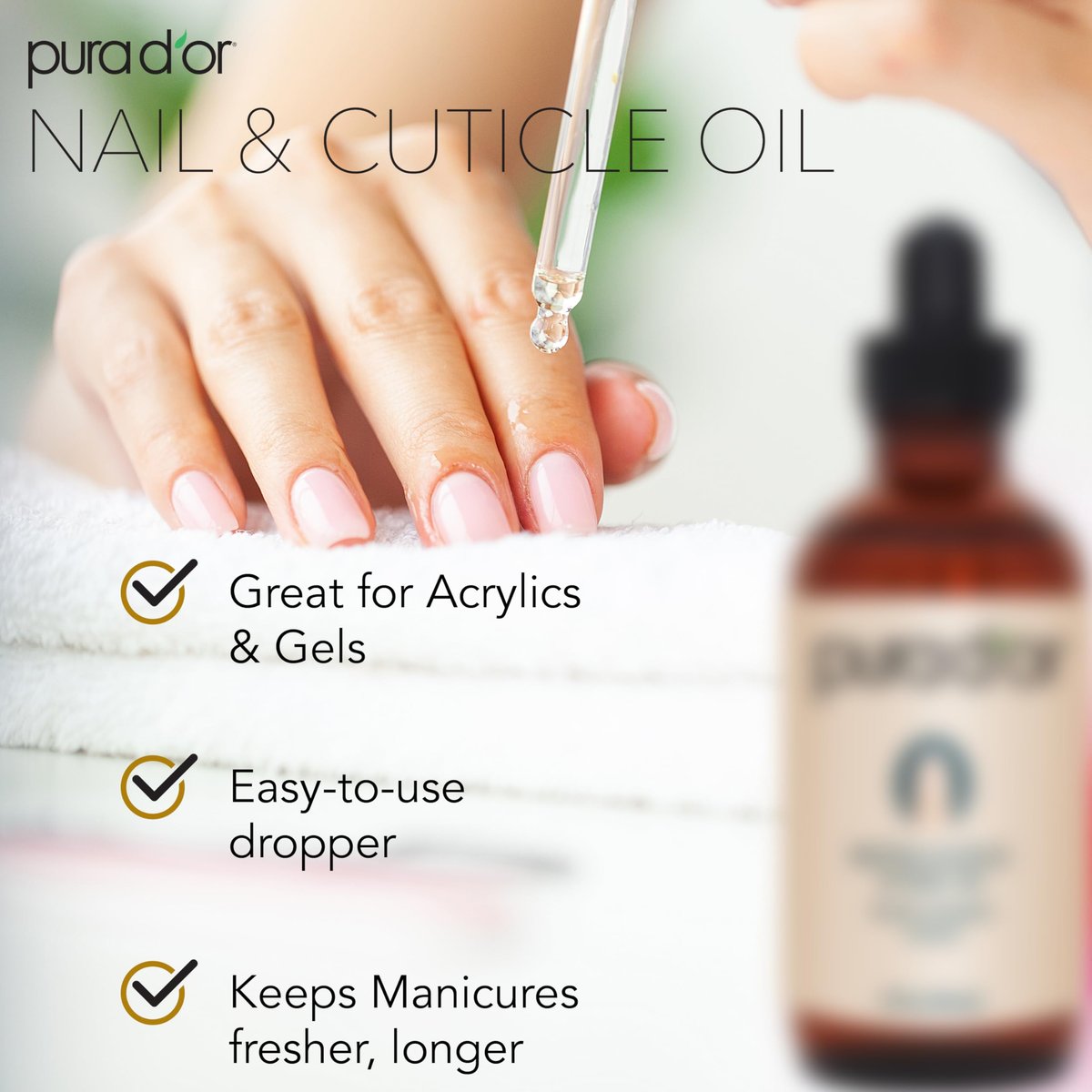 PURA D'OR Nail and Cuticle Oil 4 oz - Nourishing Treatment with Biotin, Vitamin E & Milk for Nail Growth and Healthy Nail Beds Avelisse