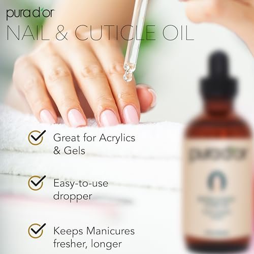 PURA D'OR Nail and Cuticle Oil 4 oz - Nourishing Treatment with Biotin, Vitamin E & Milk for Nail Growth and Healthy Nail Beds Avelisse
