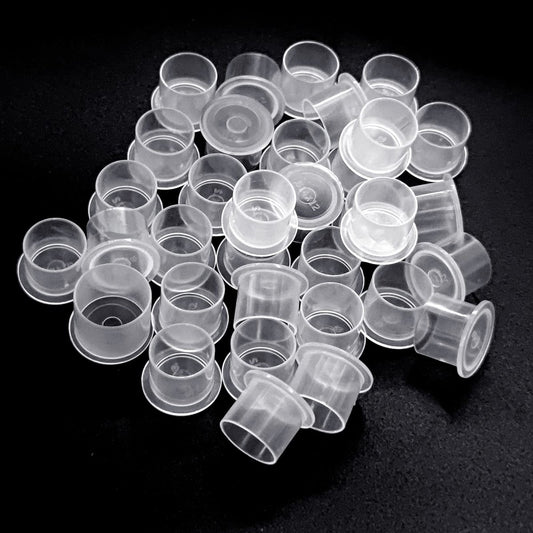 200Pcs 17mm Tattoo Ink Cups with Base - Disposable Plastic Pigment Caps for Tattoo Machines