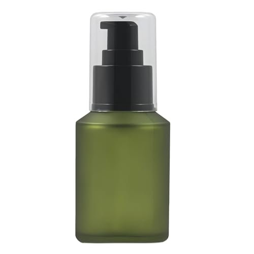 60ml/2oz Empty Refillable Green Frosted Glass Bottle with Pump – Travel Size Cosmetic Dispenser - görsel 2