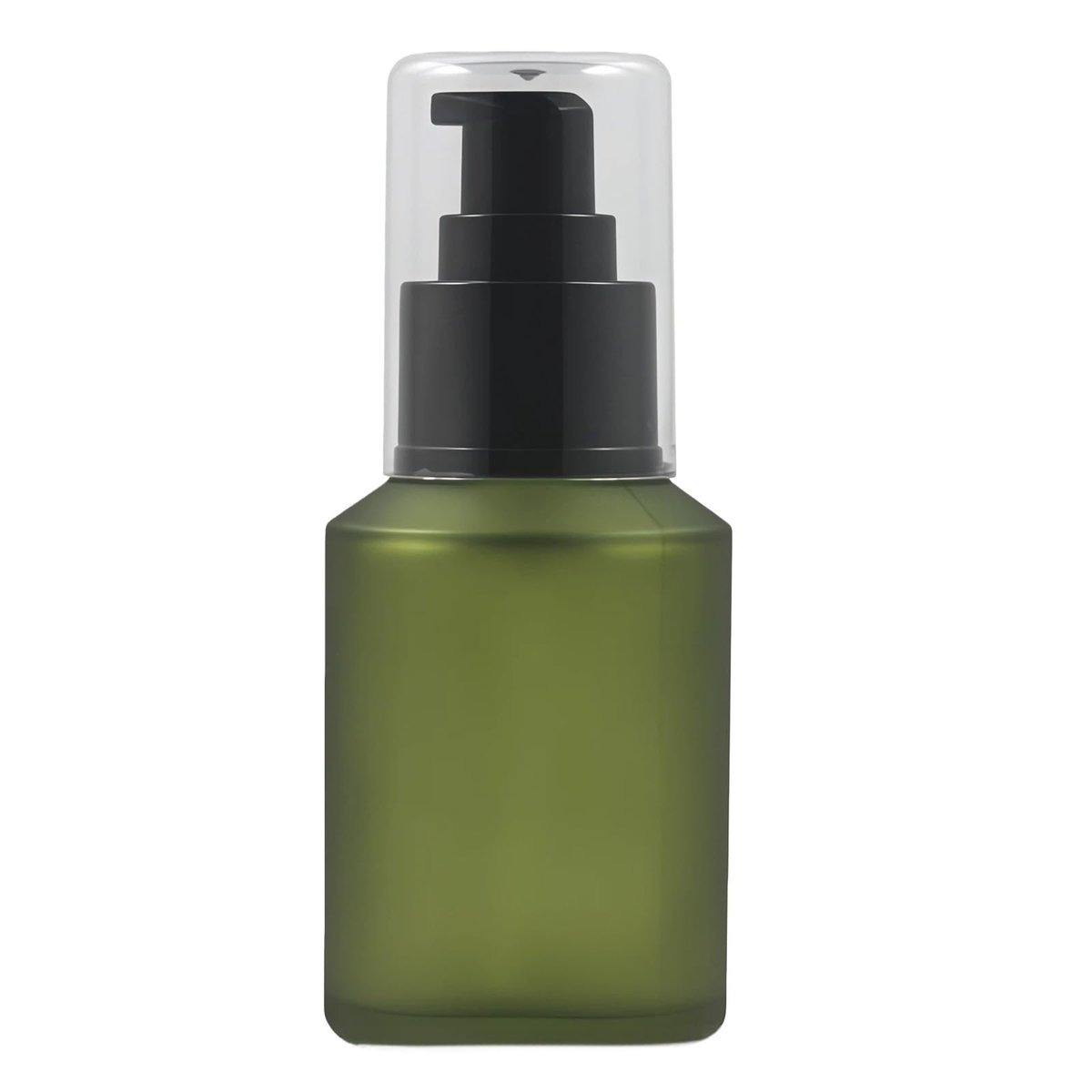 60ml/2oz Empty Refillable Green Frosted Glass Bottle with Pump – Travel Size Cosmetic Dispenser - görsel 1