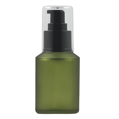 60ml/2oz Empty Refillable Green Frosted Glass Bottle with Pump – Travel Size Cosmetic Dispenser