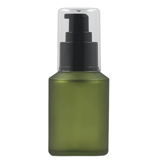 60ml/2oz Empty Refillable Green Frosted Glass Bottle with Pump – Travel Size Cosmetic Dispenser
