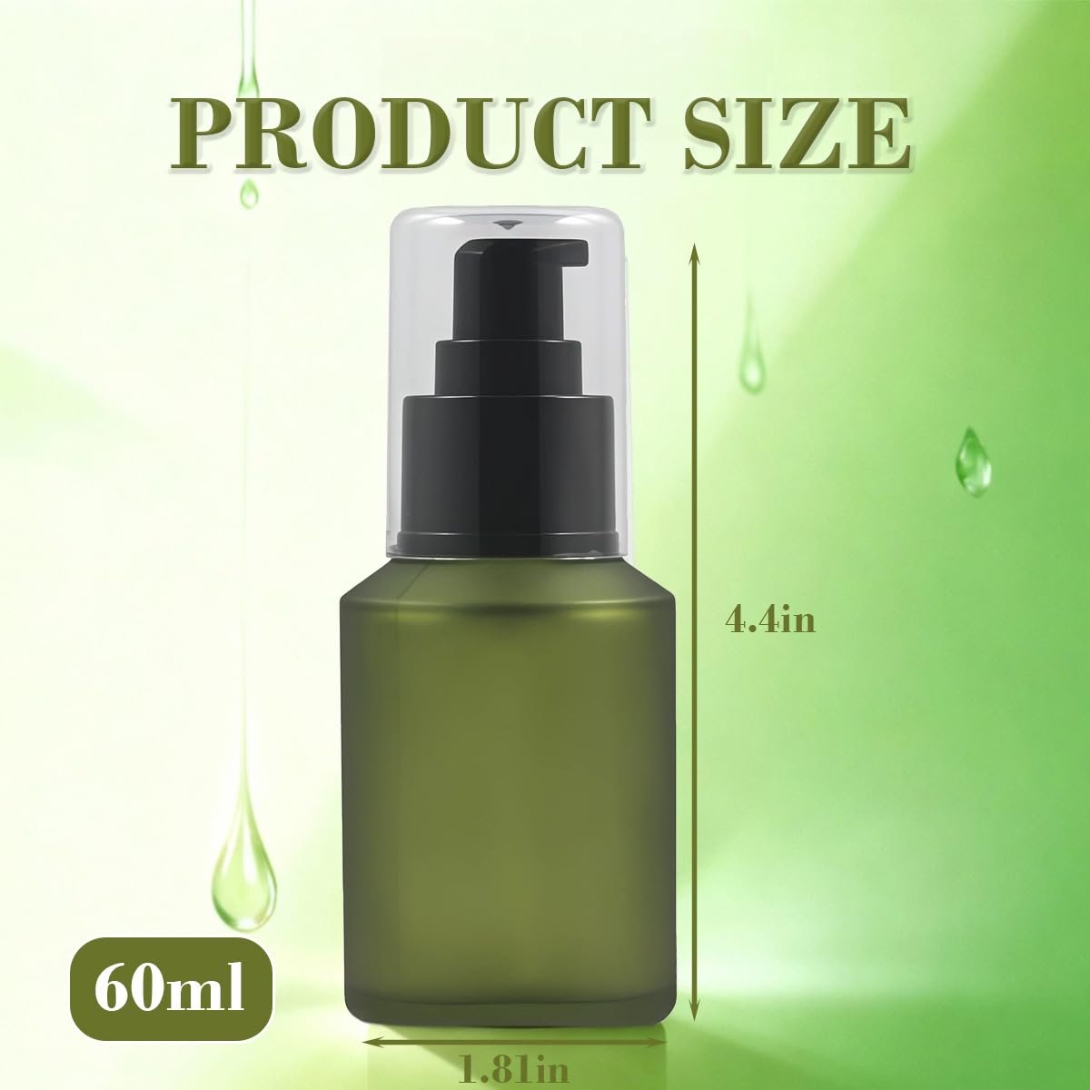 60ml/2oz Empty Refillable Green Frosted Glass Bottle with Pump – Travel Size Cosmetic Dispenser - görsel 5