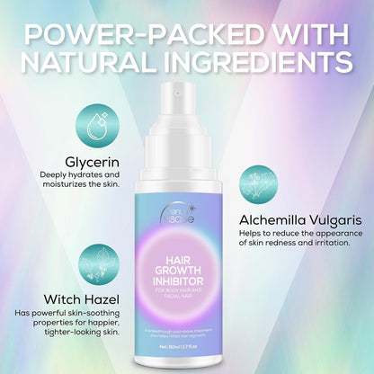 VENUS VISAGE Hair Inhibitor 50ml - Upgraded Non-Irritating Hair Growth Spray for Face, Body, Arms, Armpits, Legs | Men & Women Avelisse