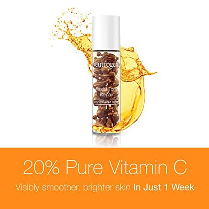 Neutrogena Rapid Tone Repair 20% Vitamin C Brightening Serum Capsules - Antioxidant Face Serum for Dark Spots & Even Skin Tone, Oil-Free, 30 Count