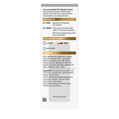 Neutrogena Rapid Tone Repair 20% Vitamin C Brightening Serum Capsules - Antioxidant Face Serum for Dark Spots & Even Skin Tone, Oil-Free, 30 Count