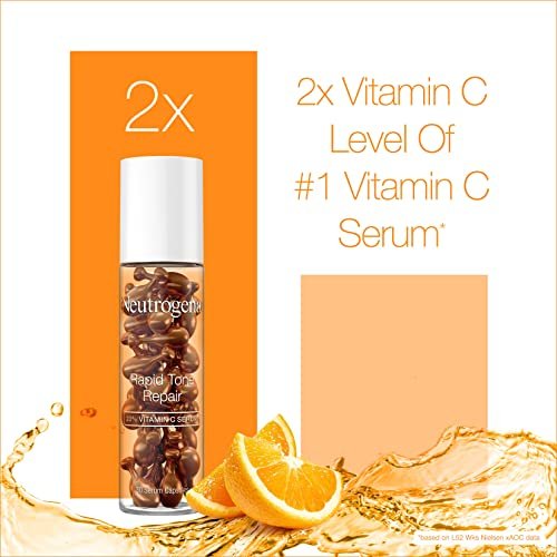 Neutrogena Rapid Tone Repair 20% Vitamin C Brightening Serum Capsules - Antioxidant Face Serum for Dark Spots & Even Skin Tone, Oil-Free, 30 Count - görsel 14