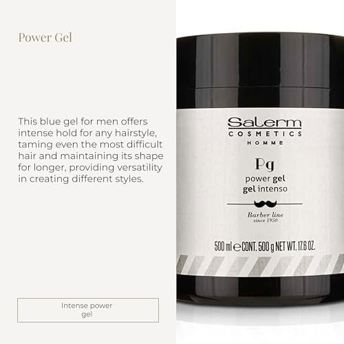 SALERM Men's Hair Styling Gel - Intense Hold Blue Gel - 500 ml - Alcohol-Free, Hydrating & Texturizing Avelisse