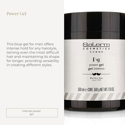SALERM Men's Hair Styling Gel - Intense Hold Blue Gel - 500 ml - Alcohol-Free, Hydrating & Texturizing Avelisse