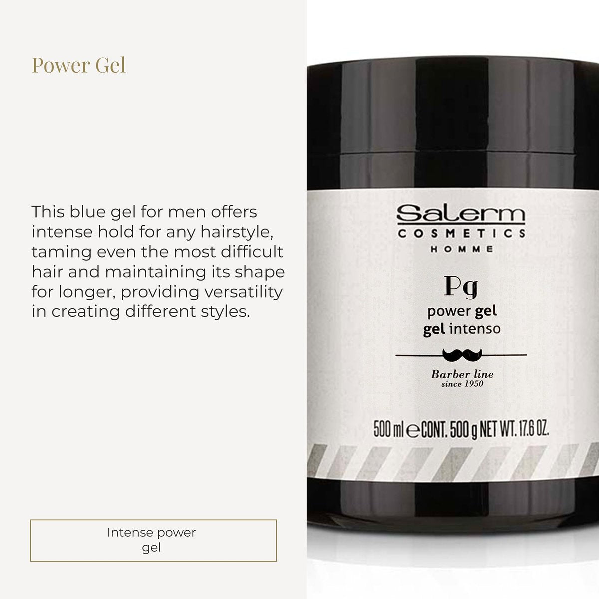 SALERM Men's Hair Styling Gel - Intense Hold Blue Gel - 500 ml - Alcohol-Free, Hydrating & Texturizing Avelisse
