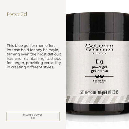 SALERM Men's Hair Styling Gel - Intense Hold Blue Gel - 500 ml - Alcohol-Free, Hydrating & Texturizing Avelisse