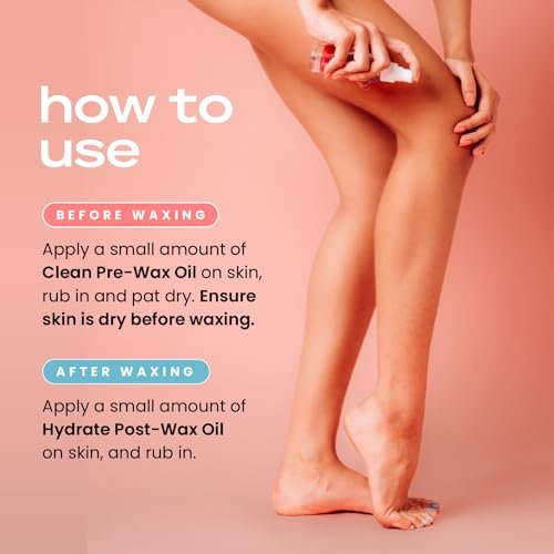 KoluaWax Clean & Hydrate At Home Waxing Kit Oils – Pre Wax Cleanser & Post Wax Oil for Smooth, Soothed Skin, 3 Oz Each Avelisse