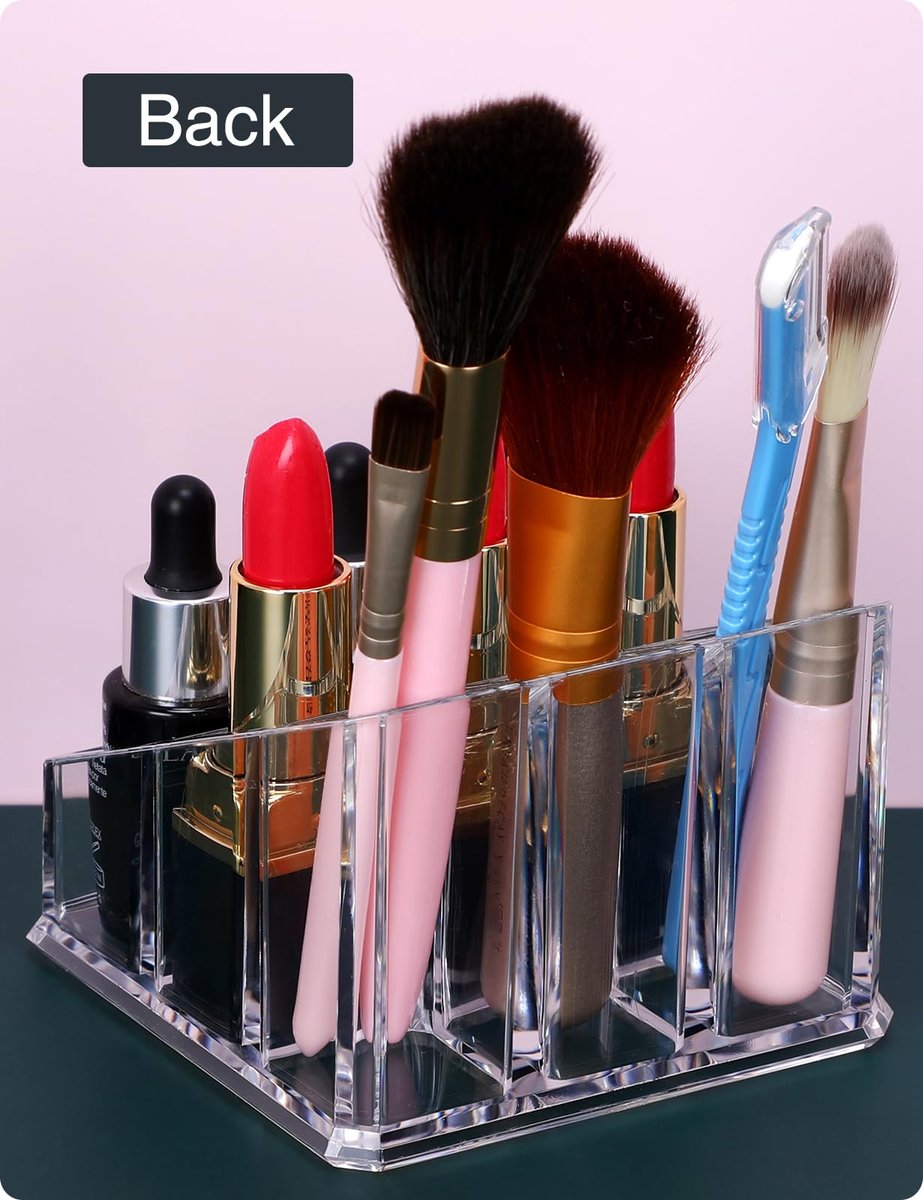 MOSIKER Clear Acrylic Lipstick Lip Gloss Organizer - Compact 9-Slot Cosmetic Holder for Essential Oils, Rollerballs & Perfumes - görsel 14