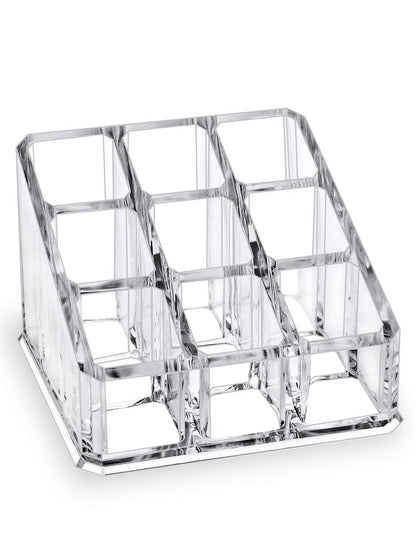 MOSIKER Clear Acrylic Lipstick Lip Gloss Organizer - Compact 9-Slot Cosmetic Holder for Essential Oils, Rollerballs & Perfumes
