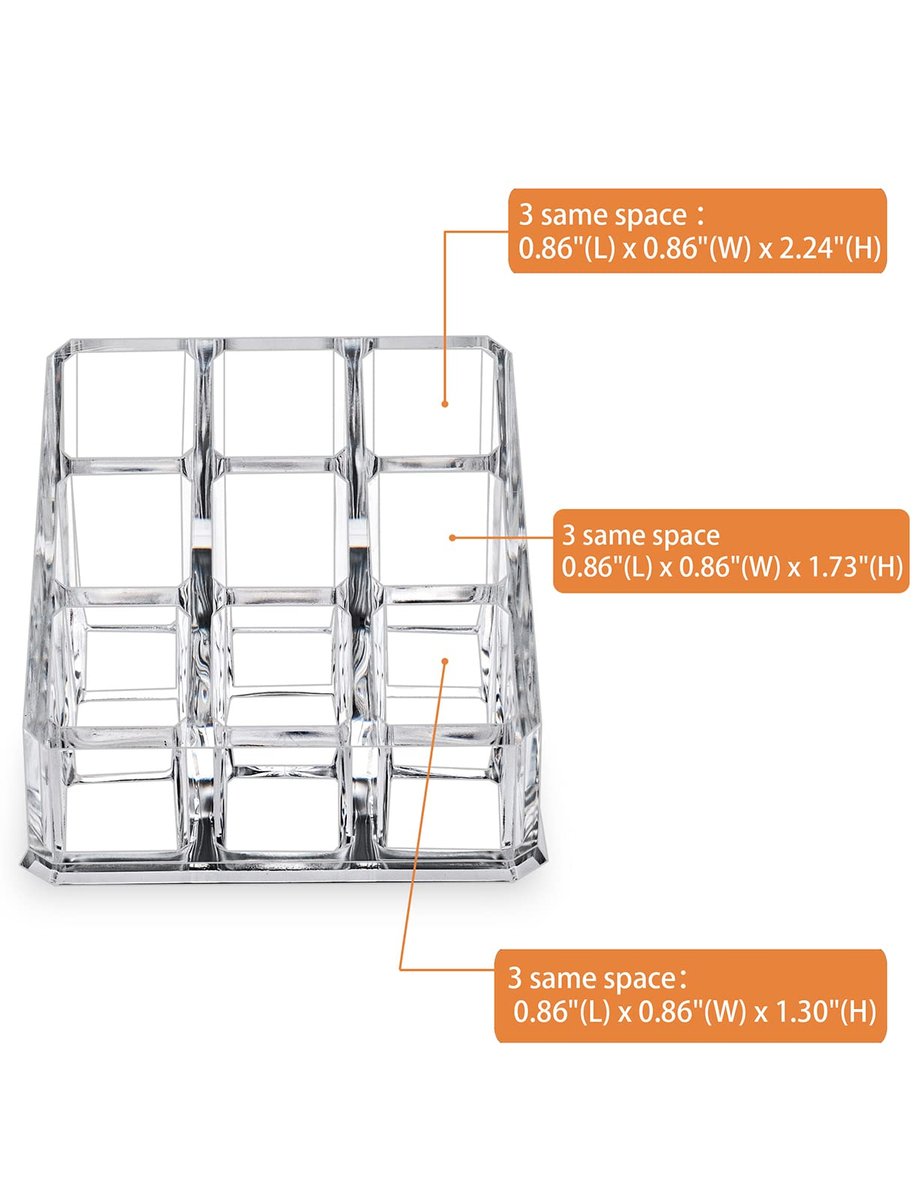 MOSIKER Clear Acrylic Lipstick Lip Gloss Organizer - Compact 9-Slot Cosmetic Holder for Essential Oils, Rollerballs & Perfumes - görsel 6