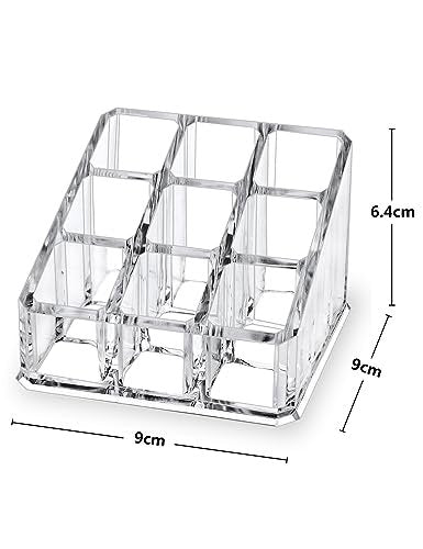 MOSIKER Clear Acrylic Lipstick Lip Gloss Organizer - Compact 9-Slot Cosmetic Holder for Essential Oils, Rollerballs & Perfumes - görsel 3