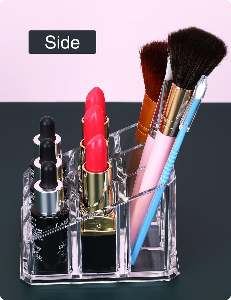 MOSIKER Clear Acrylic Lipstick Lip Gloss Organizer - Compact 9-Slot Cosmetic Holder for Essential Oils, Rollerballs & Perfumes - görsel 12