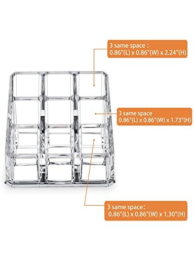 MOSIKER Clear Acrylic Lipstick Lip Gloss Organizer - Compact 9-Slot Cosmetic Holder for Essential Oils, Rollerballs & Perfumes