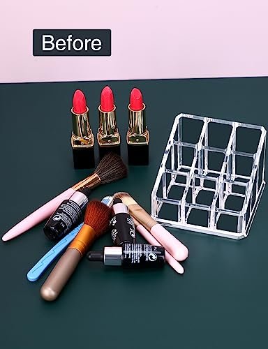MOSIKER Clear Acrylic Lipstick Lip Gloss Organizer - Compact 9-Slot Cosmetic Holder for Essential Oils, Rollerballs & Perfumes - görsel 7