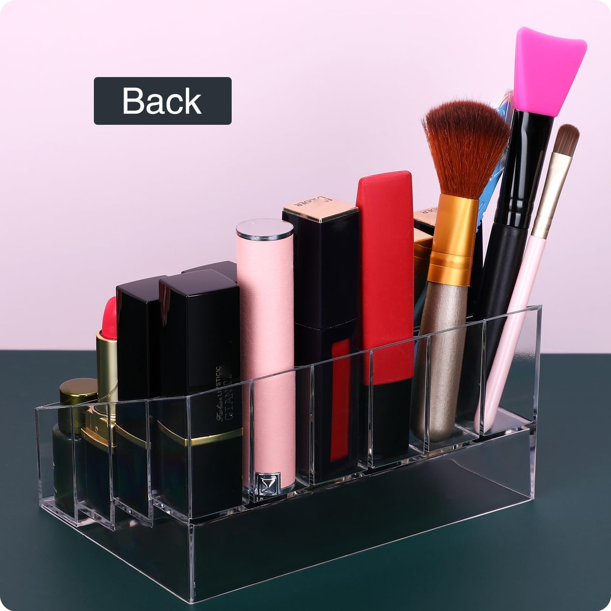 MOSIKER Lipstick Organizer - Small Clear Plastic 24-Slot Cosmetic Storage for Lip Gloss, Chapstick, Perfume Samples, and Mascara - görsel 11