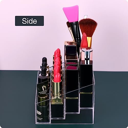 MOSIKER Lipstick Organizer - Small Clear Plastic 24-Slot Cosmetic Storage for Lip Gloss, Chapstick, Perfume Samples, and Mascara - görsel 10