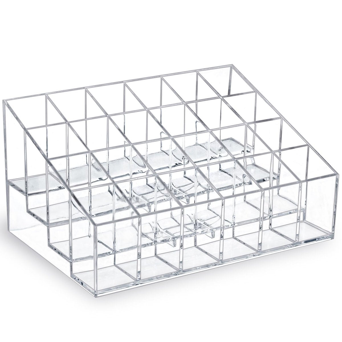 MOSIKER Lipstick Organizer - Small Clear Plastic 24-Slot Cosmetic Storage for Lip Gloss, Chapstick, Perfume Samples, and Mascara - görsel 1
