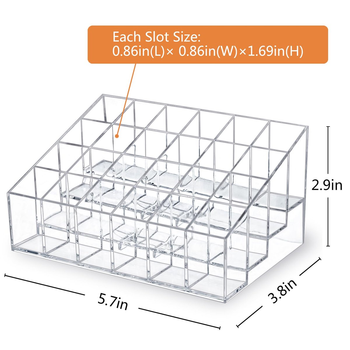 MOSIKER Lipstick Organizer - Small Clear Plastic 24-Slot Cosmetic Storage for Lip Gloss, Chapstick, Perfume Samples, and Mascara - görsel 3